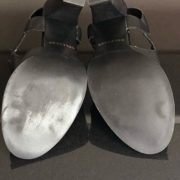Cole Haan Black Leather Peep Toe Heels 8.5B - Picture 4 of 5